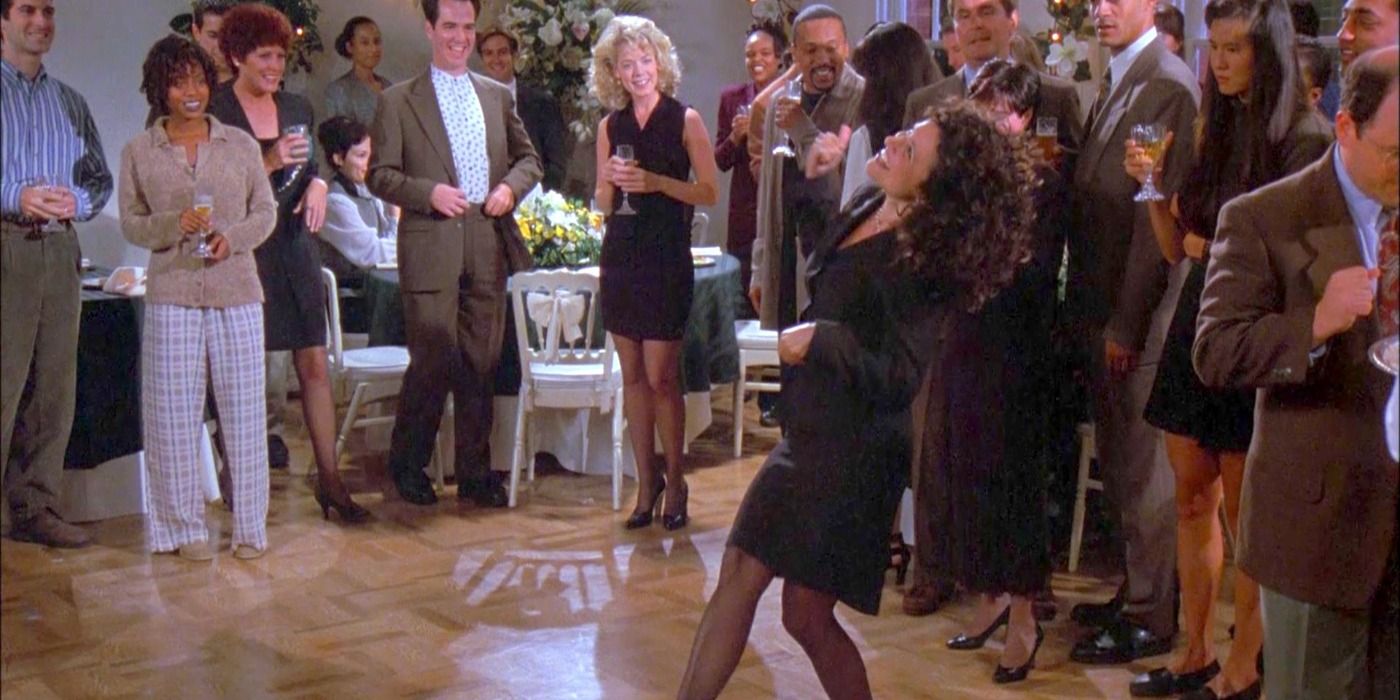 Elaine dances at the Peterman bash in Seinfeld 