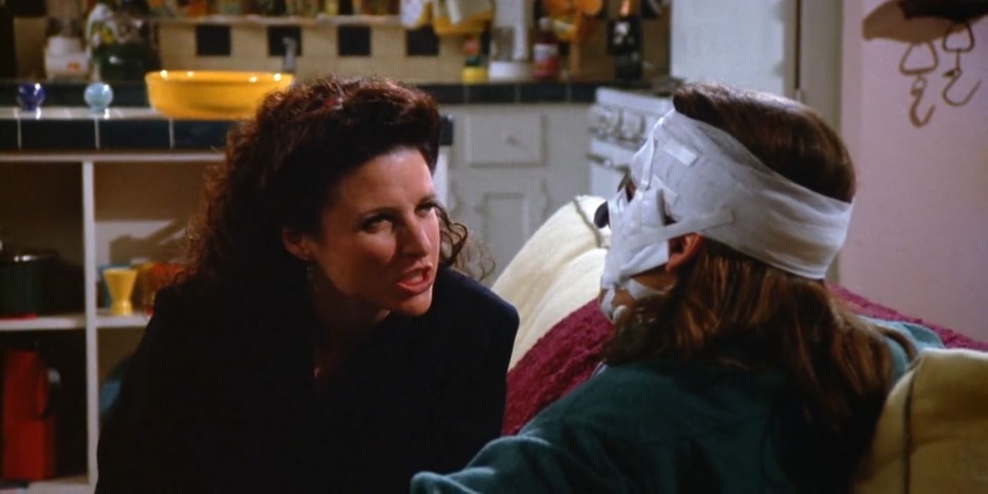 Elaine and Tony talking while he's wearing bandages on Seinfeld