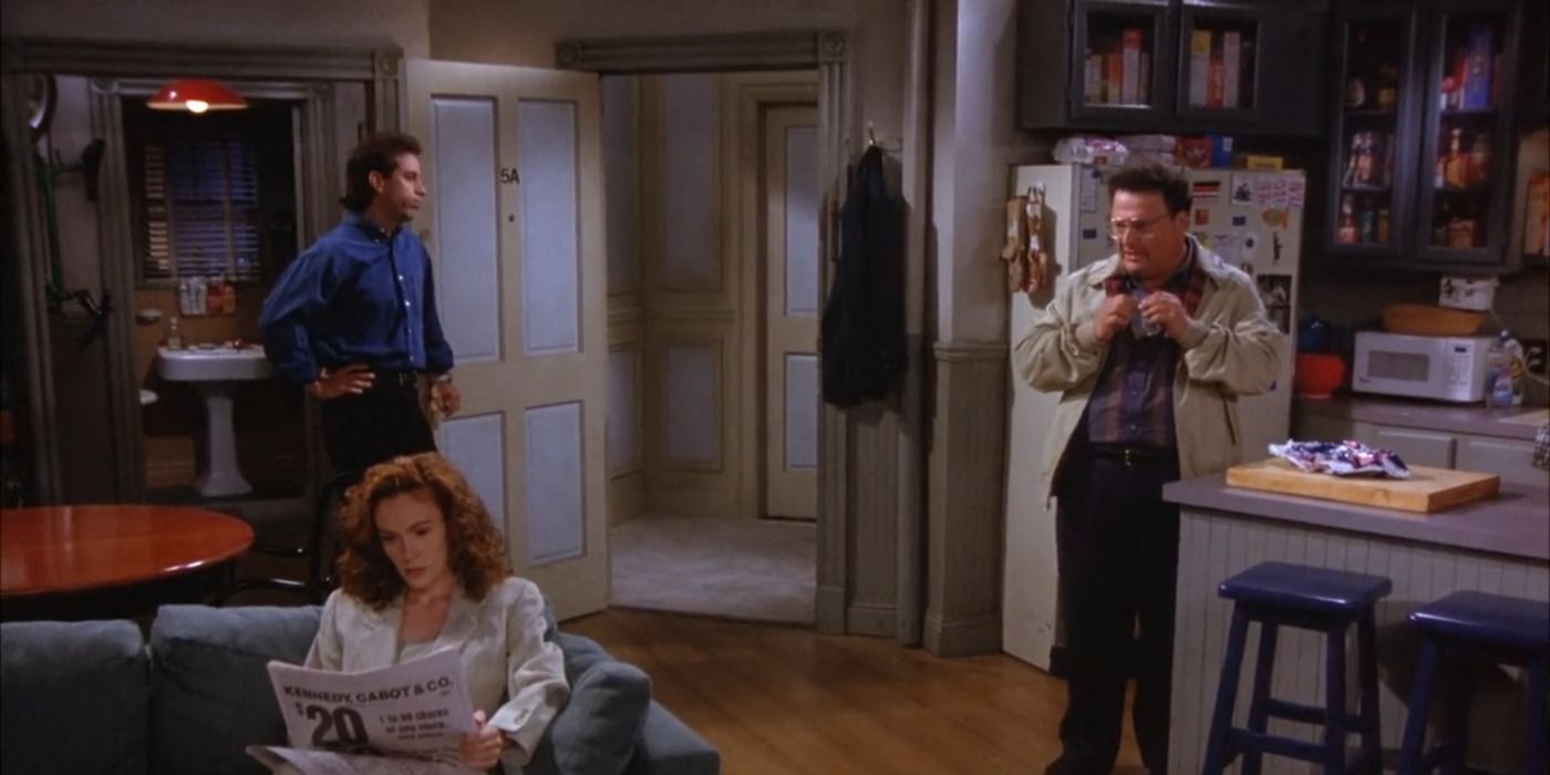 Newman sees his ex-girlfriend in Jerry's apartment in Seinfeld