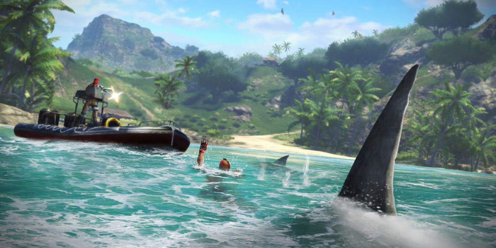 Sharks attacking pirates in Far Cry 3