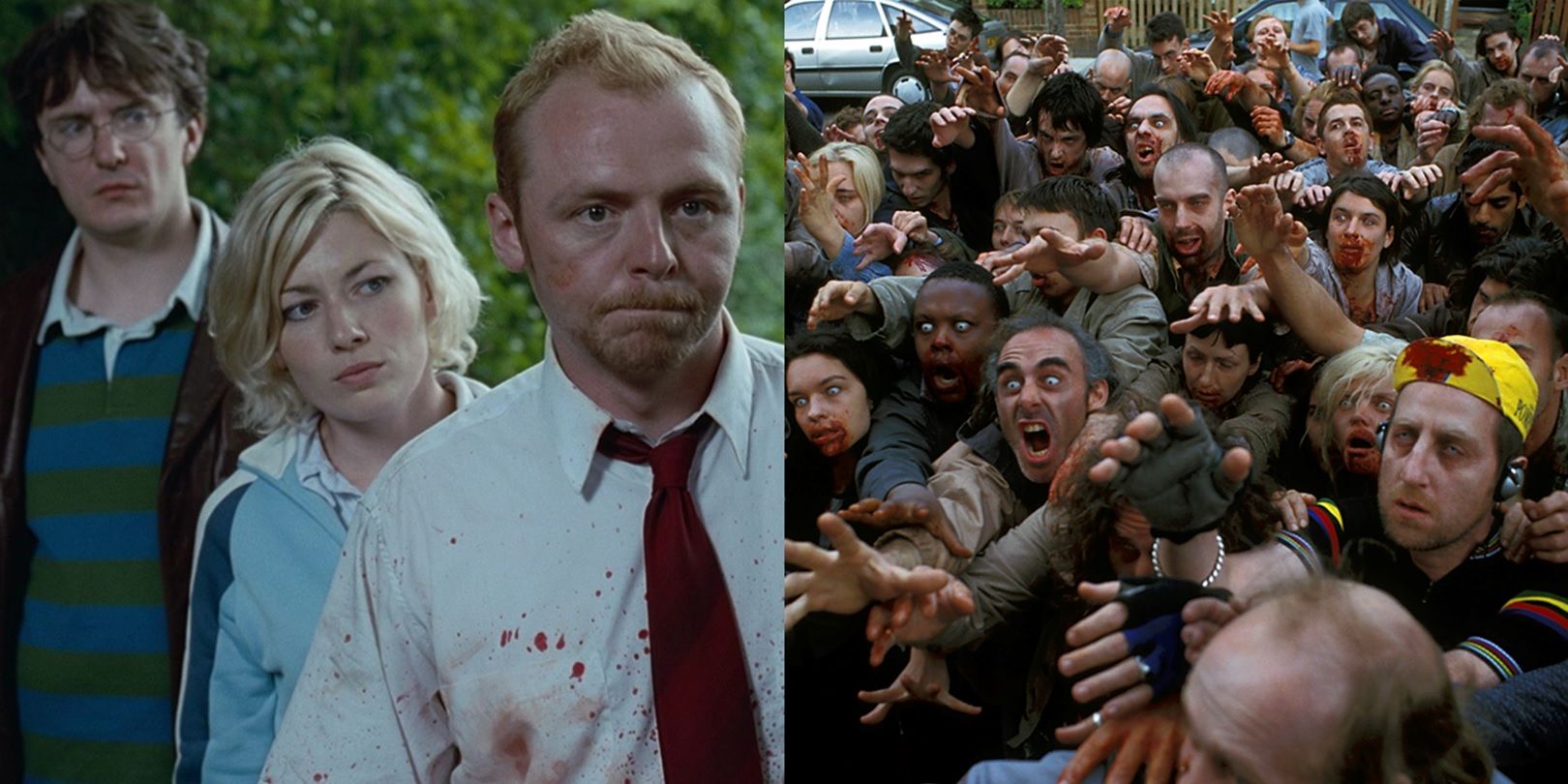 Shaun, Liz, David, and a horde of zombies in Shaun of the Dead