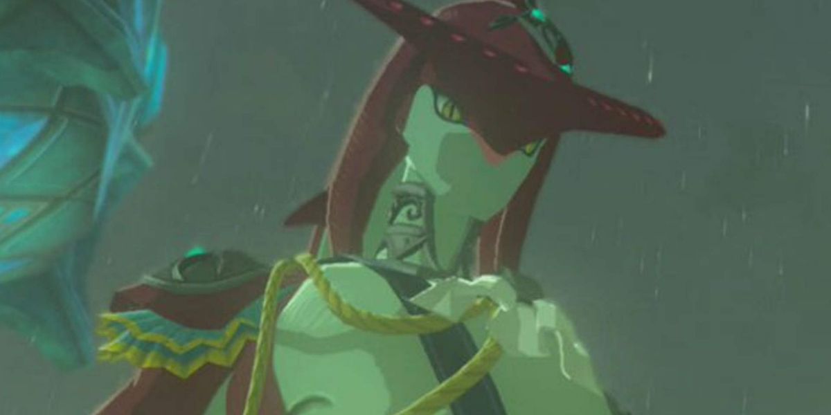 Sidon looking down at something in The Legend of Zelda: Breath of the Wild.