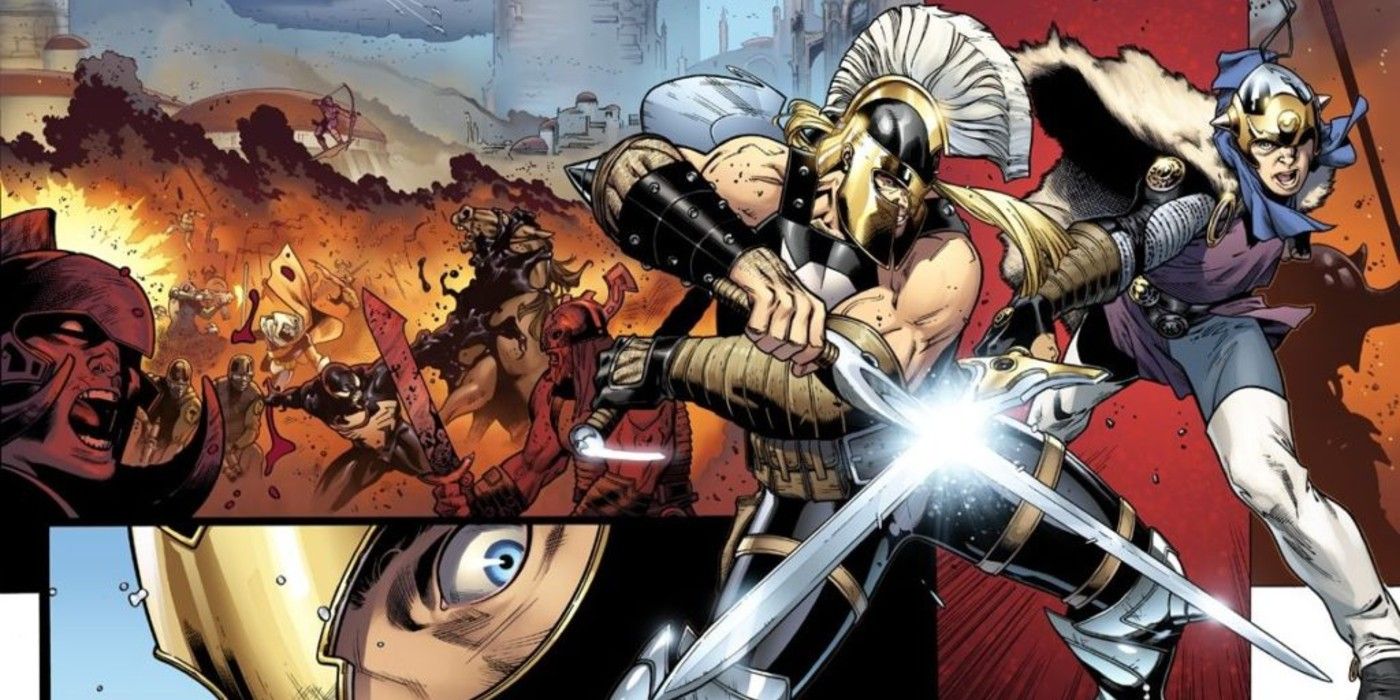 Ares fights Asgardians in Siege