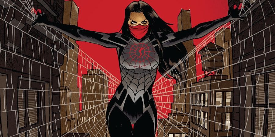 Silk using her webs in the comic books