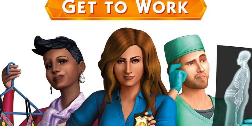 The Get To Work expansion pack title art for The Sims 4.