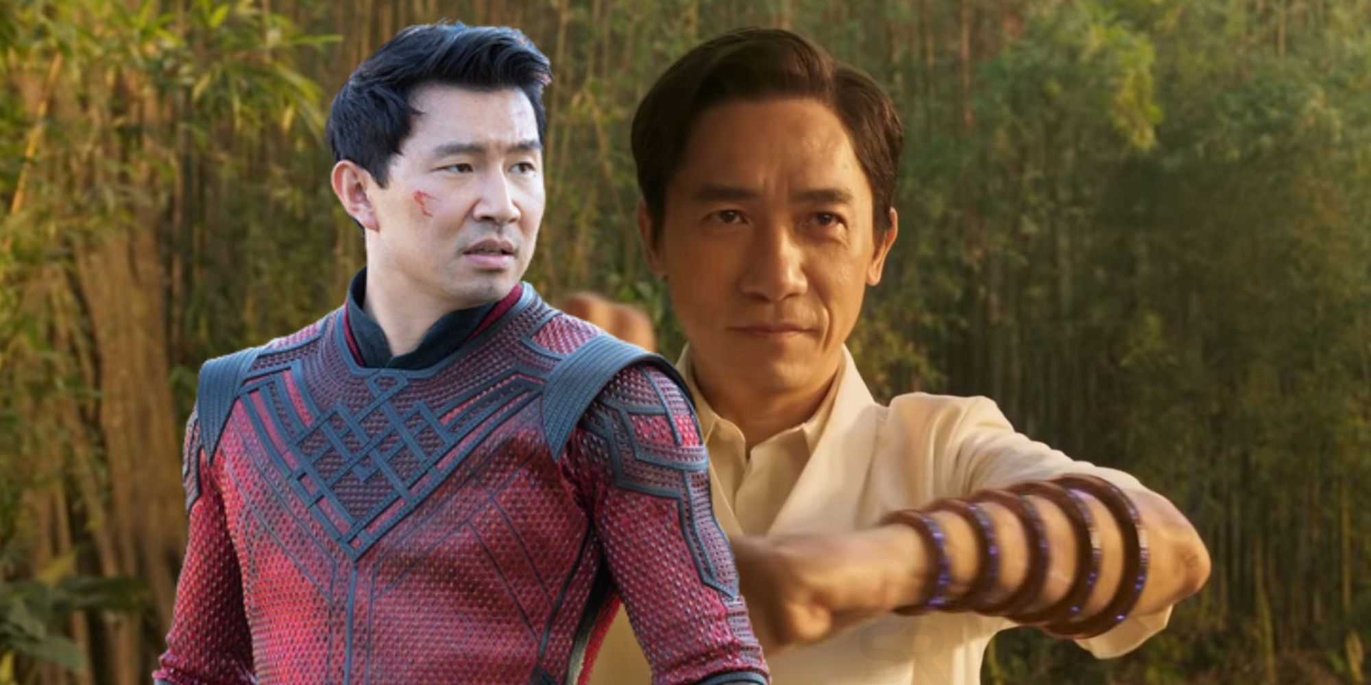 Simu Liu as Shang-Chi, Tony Leung as Wenwu aka The Mandarin Shang-Chi and the Legend of the Ten Rings