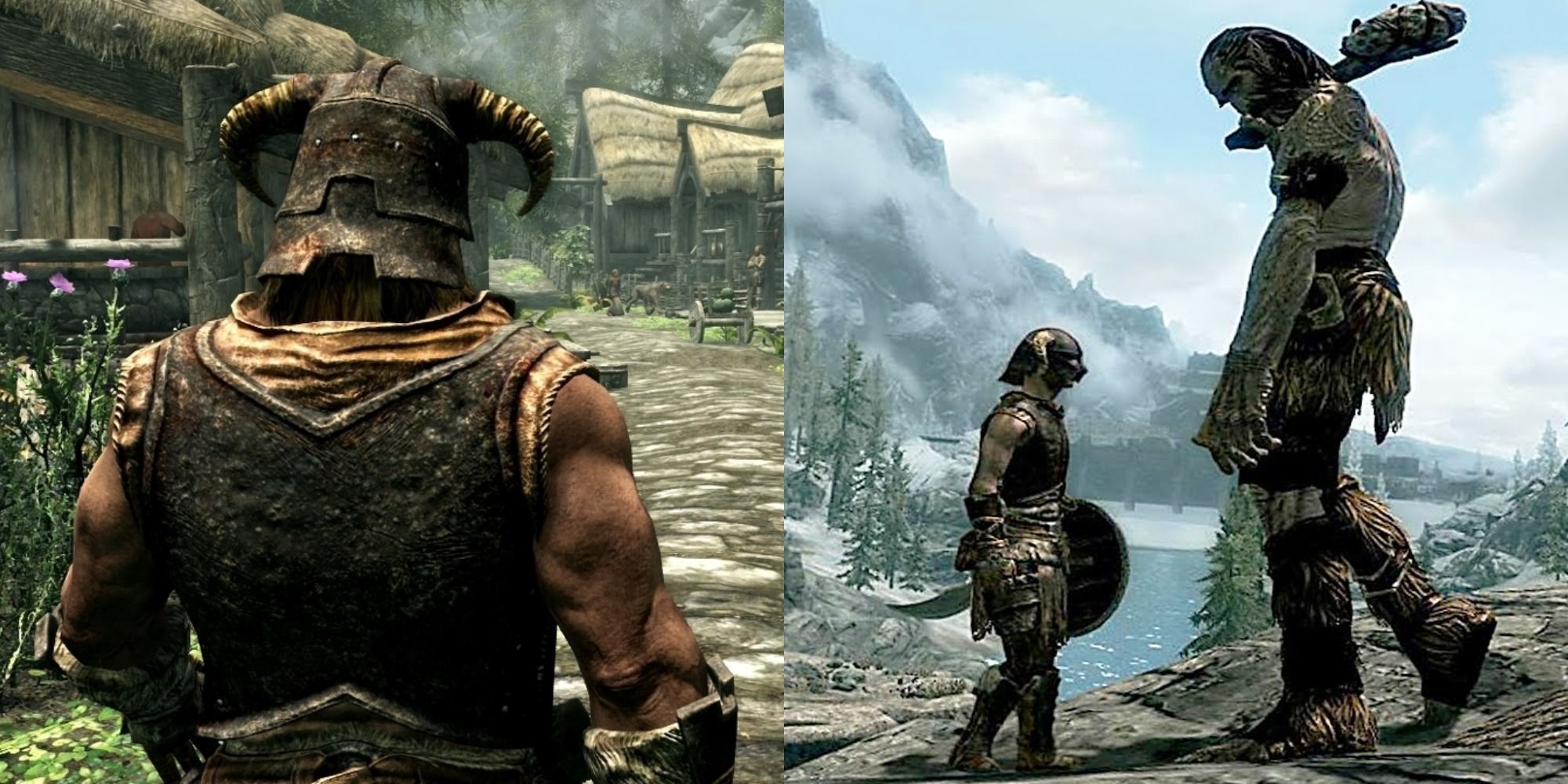 Two side by side images from Skyrim