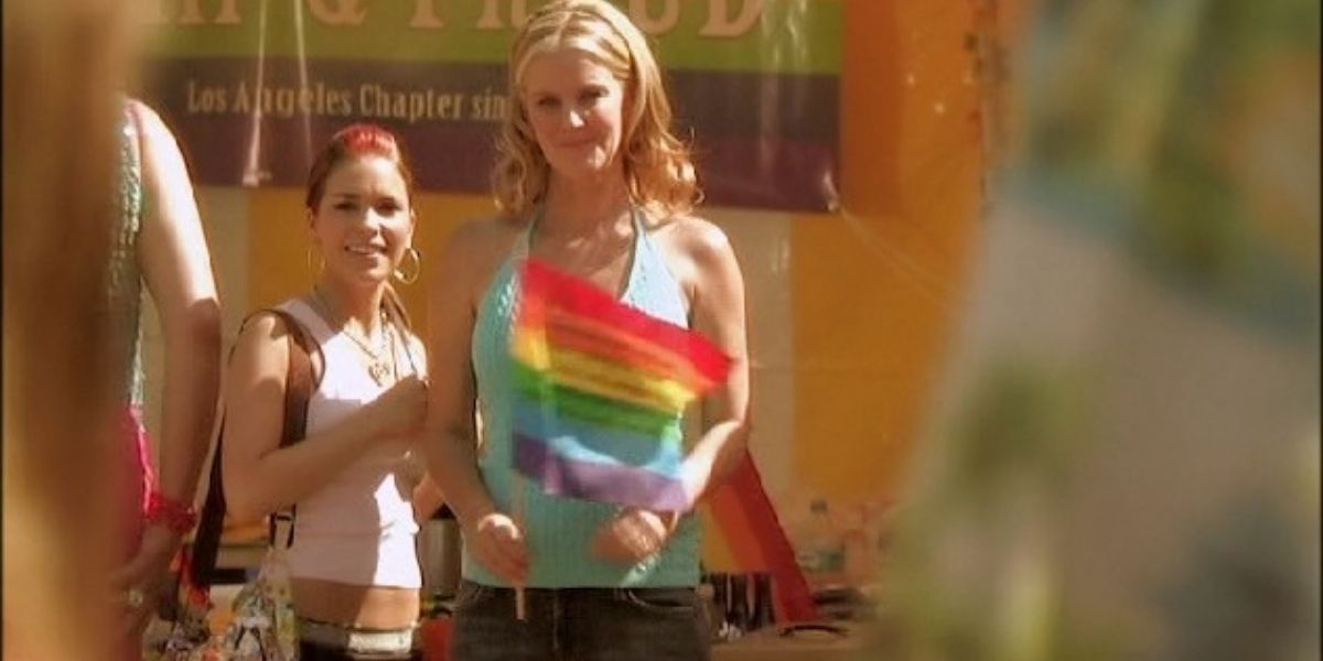 Two women at the pride parade