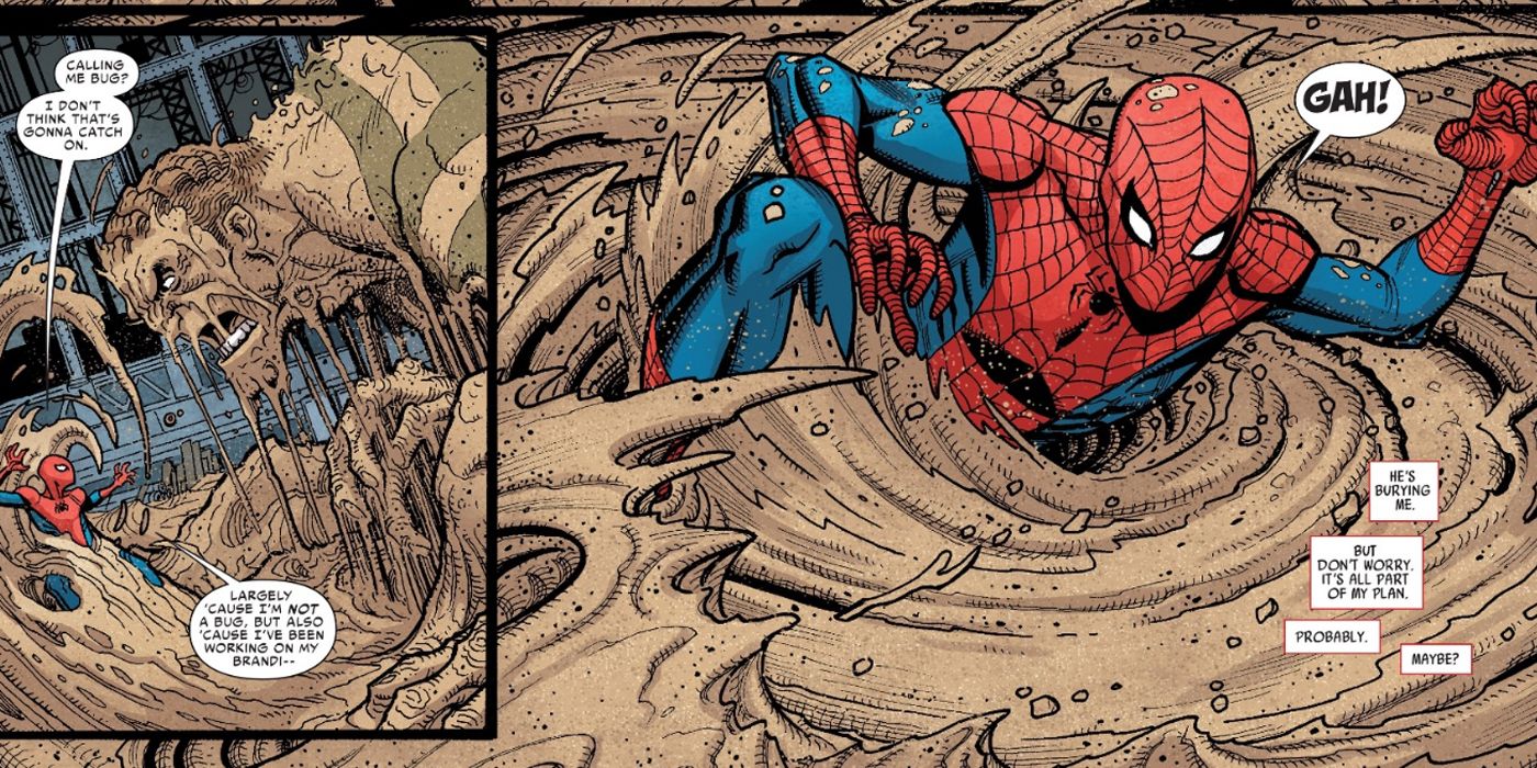 Spider-Man fighting against Sandman.