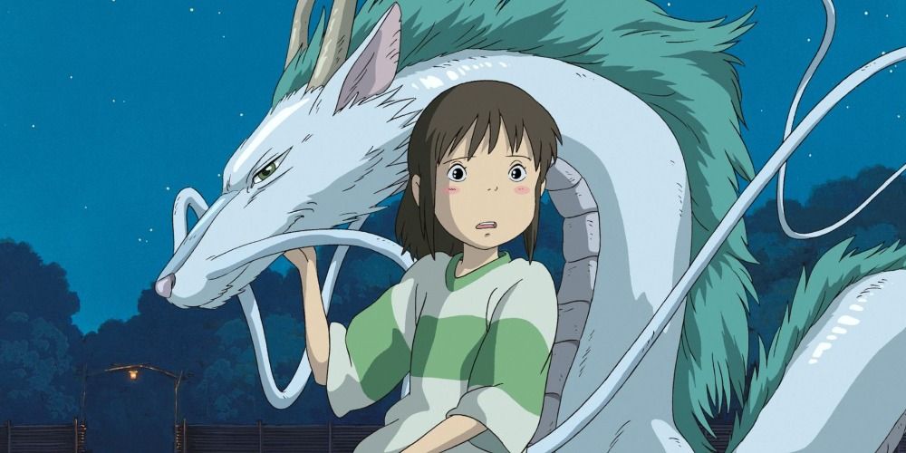Spirited Away Chihiro posing with Haku as a dragon