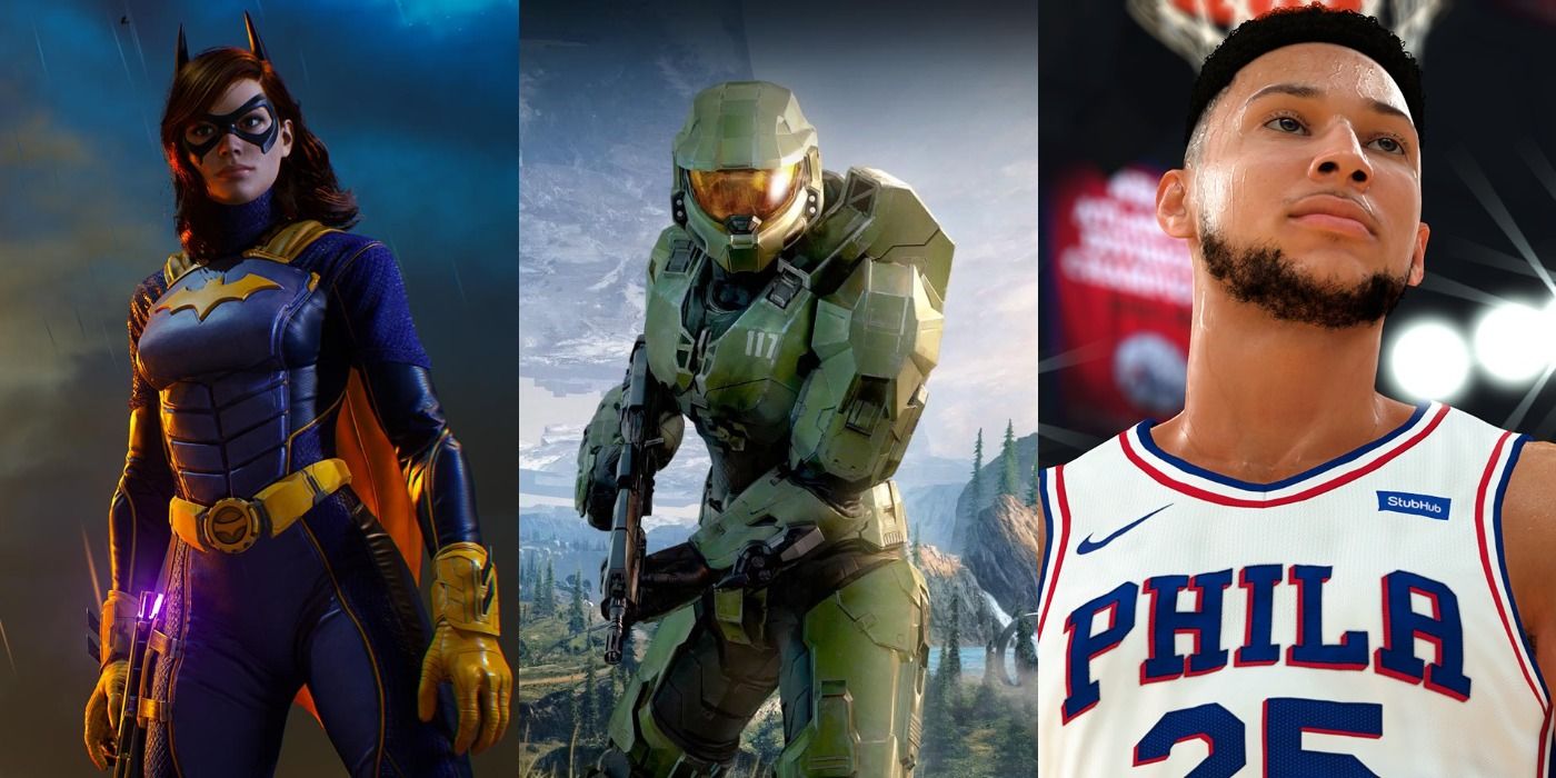 Split Image of Batgirl in Gotham Knights, Halo Infinite and NBA 2K E3 Feature