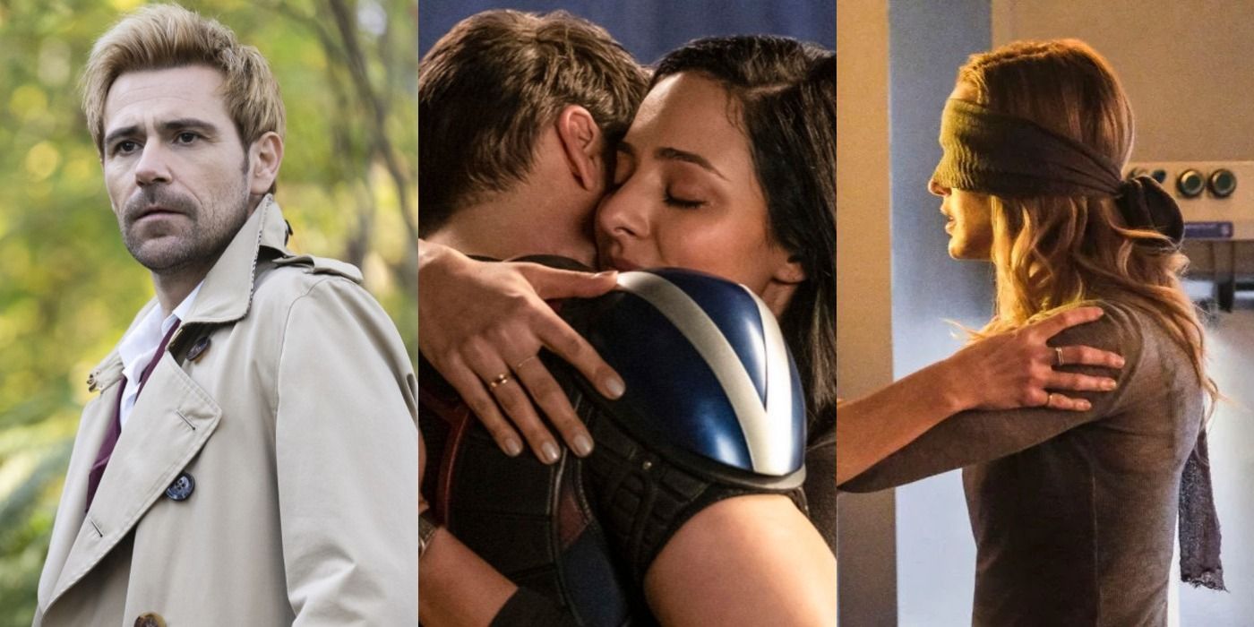 Split Image of Constantine, Zari and Nate and Sara in Legends of Tomorrow