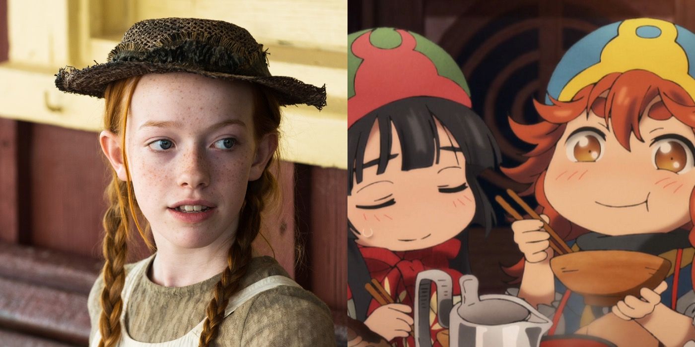 Split image showing stills from Anne with an E and Hakumei and Mikochi