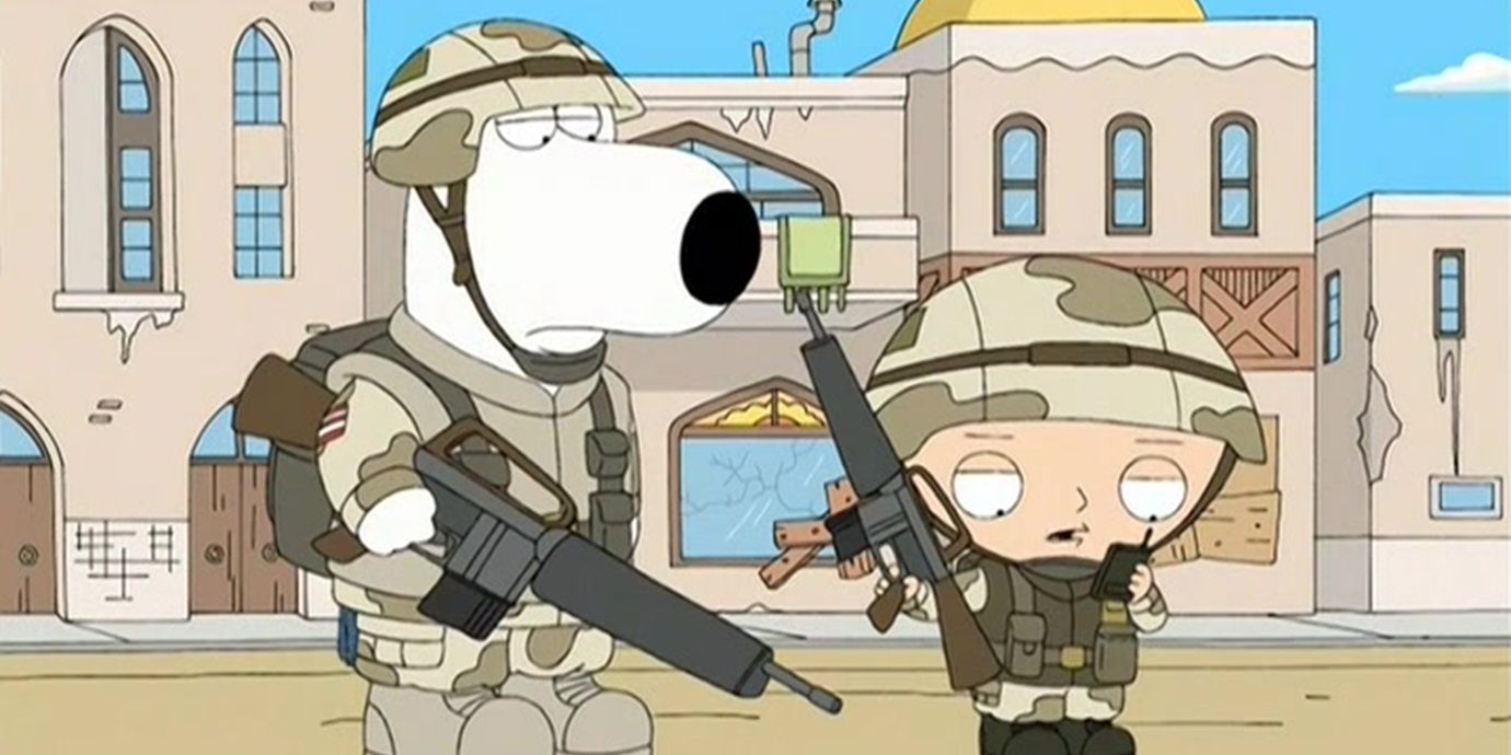 Stewie and Brian fighting in Iraq in Family Guy.
