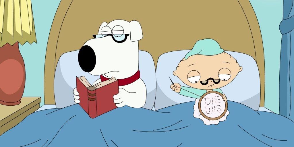 Stewie and Brian in bed in Family Guy