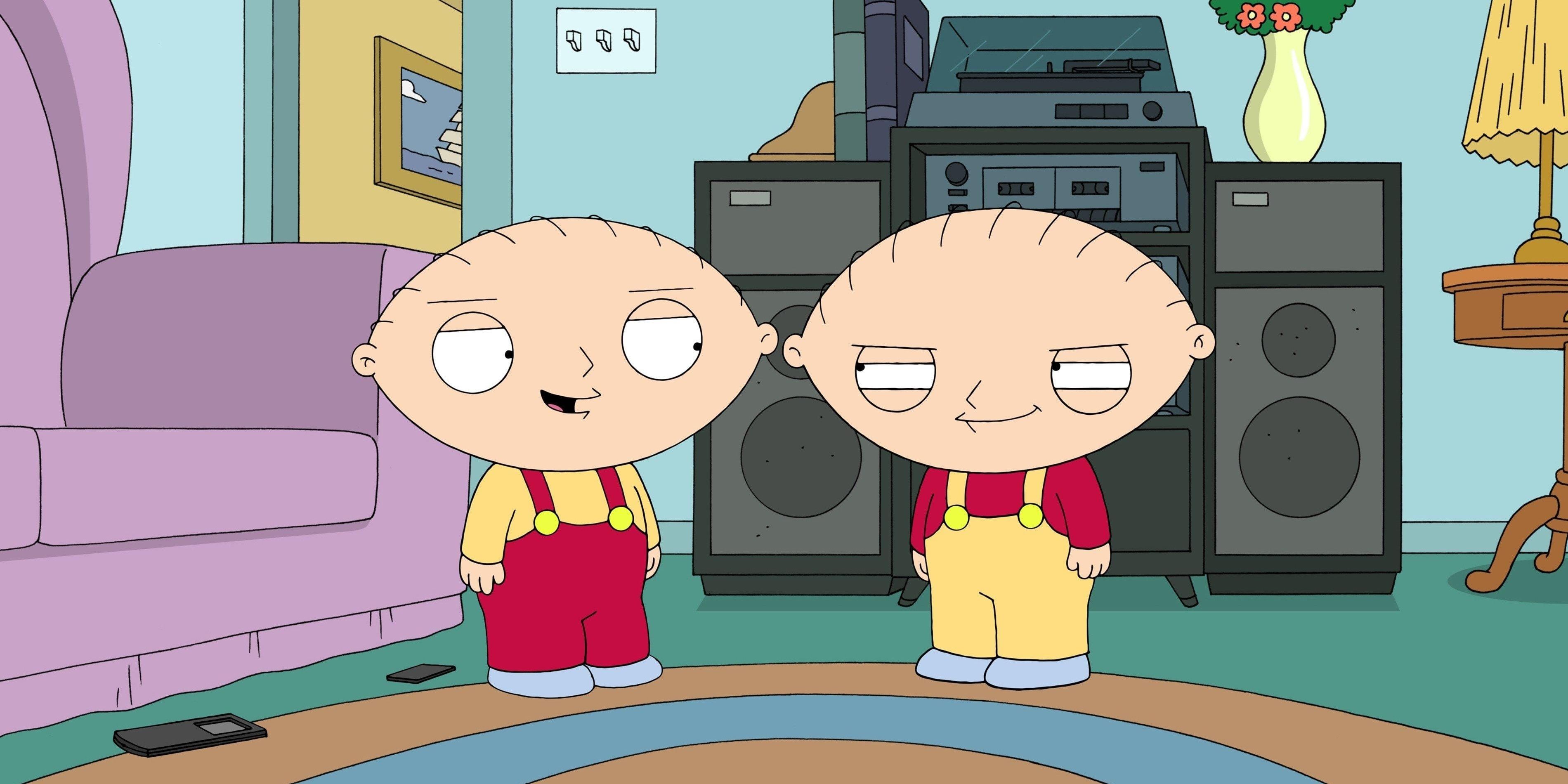 Stewie and his clone in Family Guy