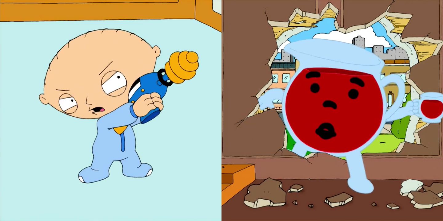 Stewie and the Kool-Aid Man from Family Guy episode Death Has a Shadow