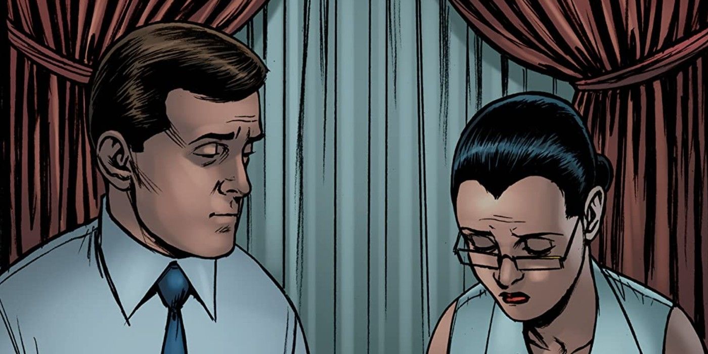 Stillwell comforts Vought's VA Jessica Bradley after Homelander causes an innocent man's death in The Boys comic