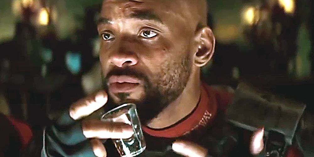 Deadshot with a shot glass