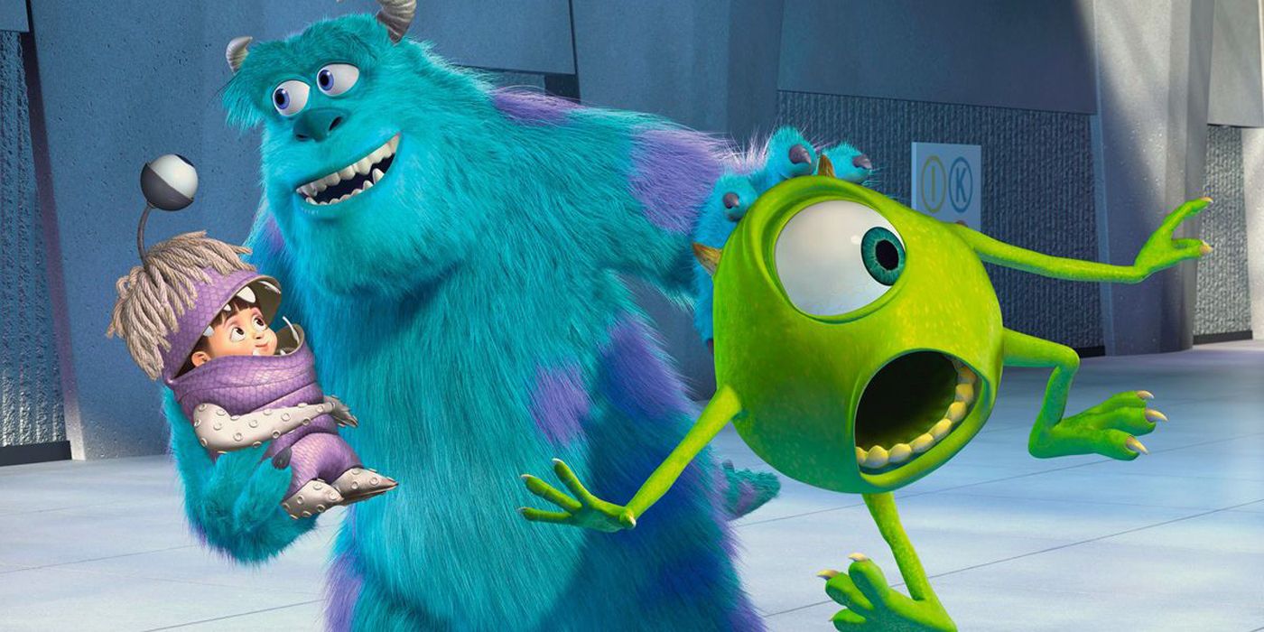 Sully and Mike with Boo in Monsters Inc.