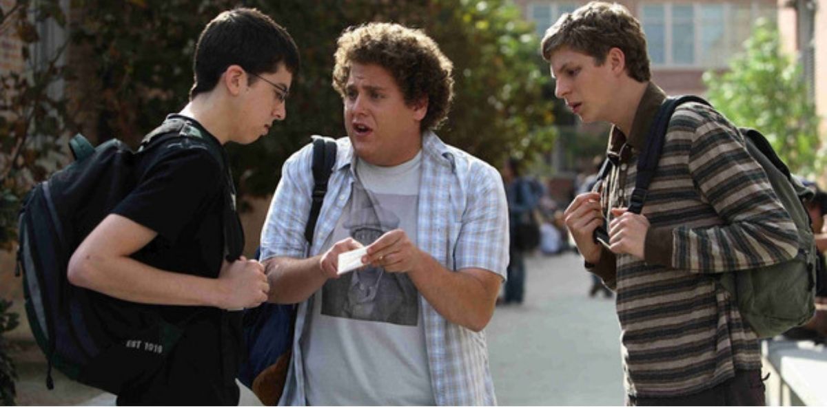 Even and Seth speak with another student from Superbad
