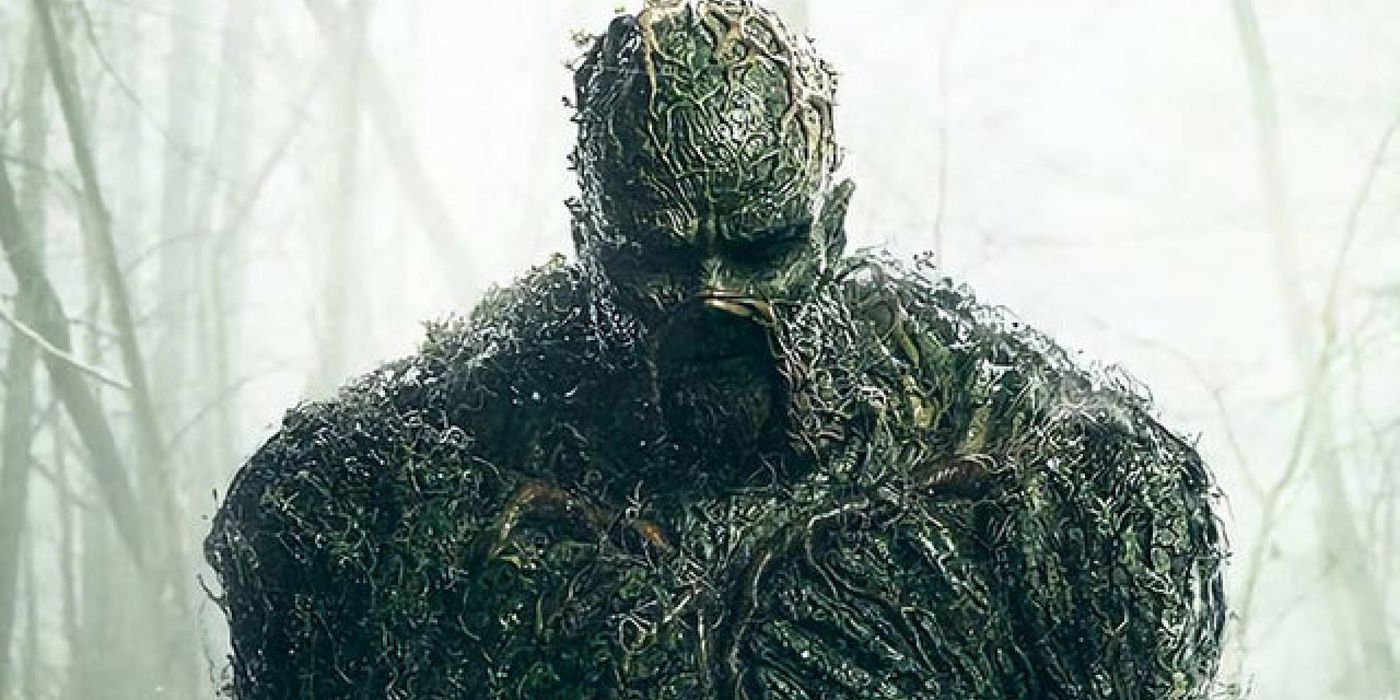 Swamp Thing walking out of the swamp.