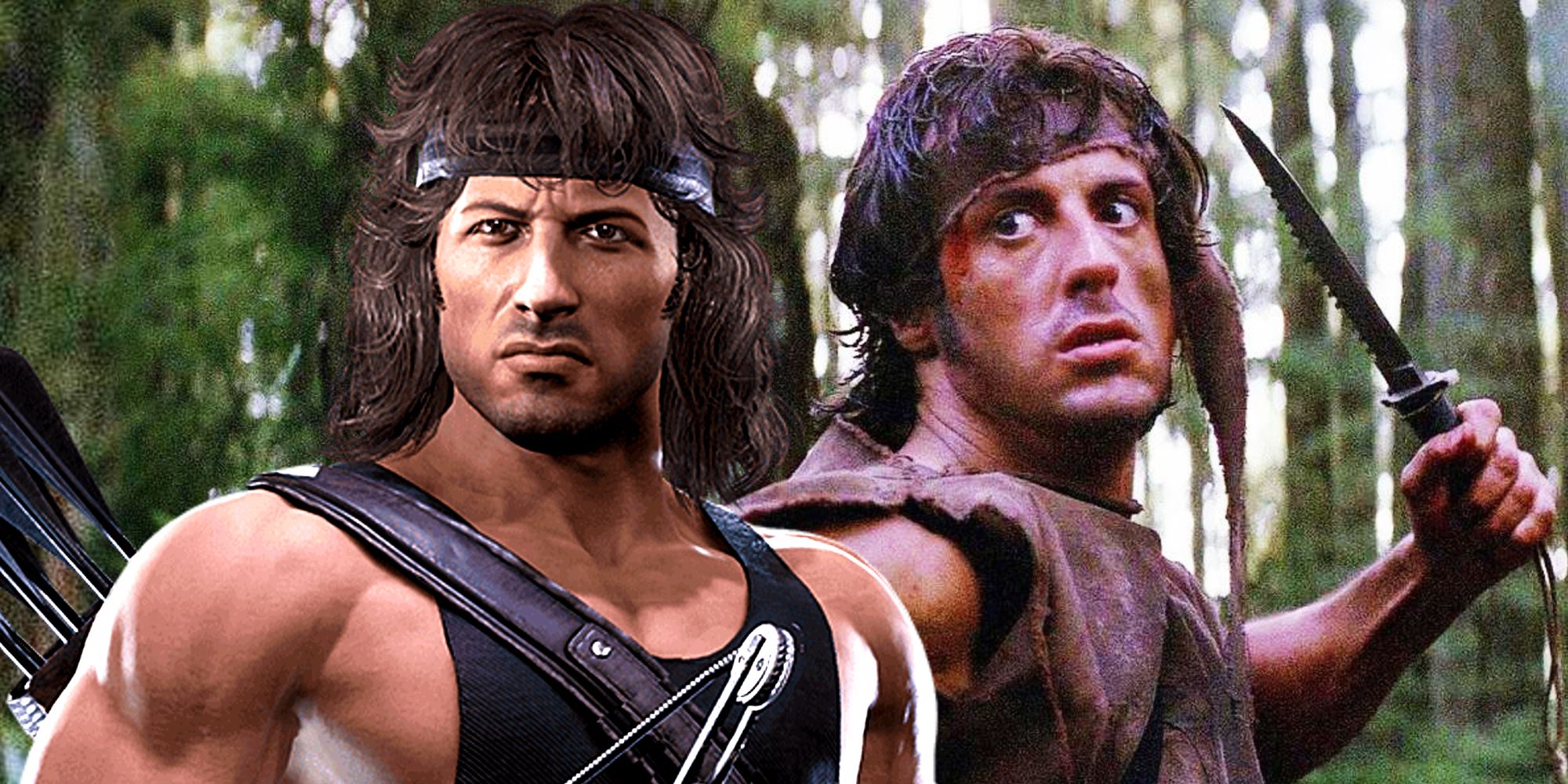 Sylvester Stallone as John Rambo in Mortal Kombat 11 and First Blood