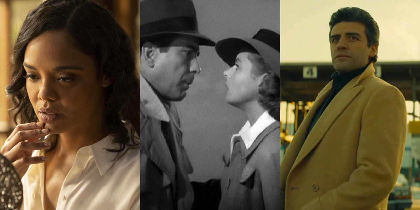 Split image of Tessa Thompson Westworld Humphrey Bogart Ingrid Bergman Oscar Issac A Most Violent Year