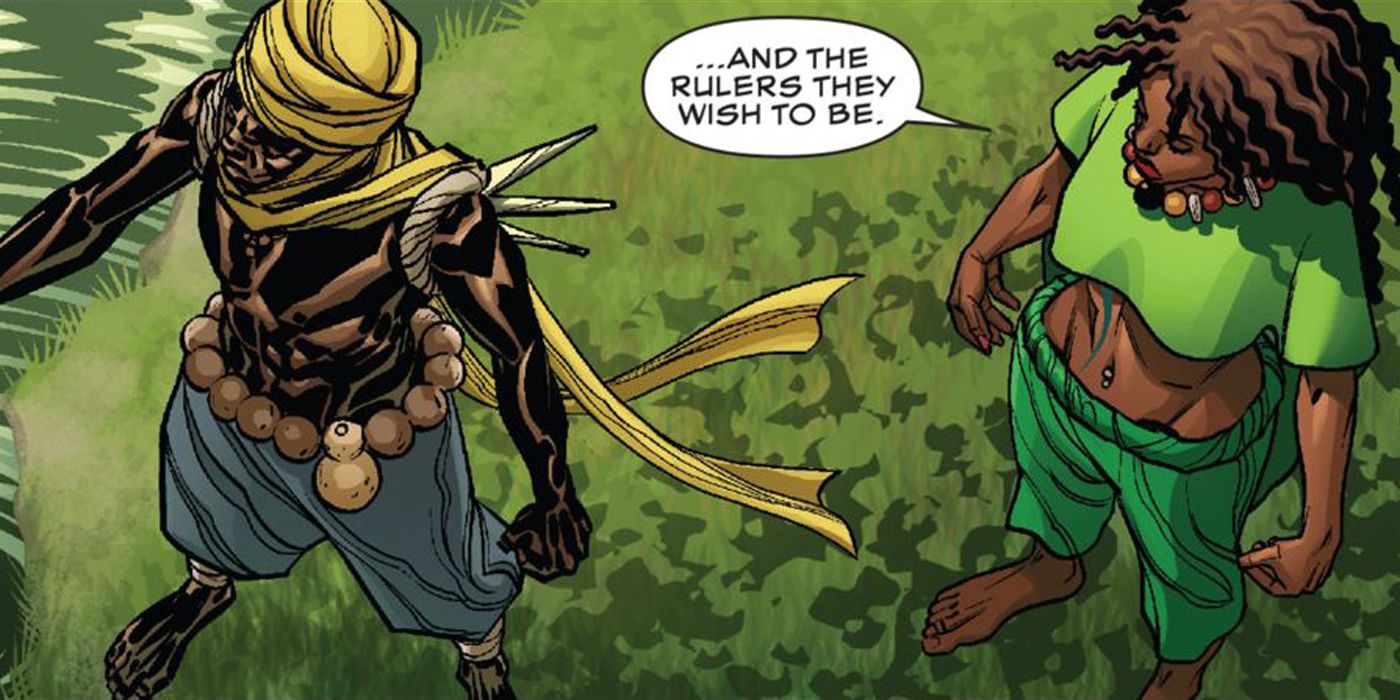 Tetu and Zenzi planning to rebel against Black Panther in Marvel Comics.
