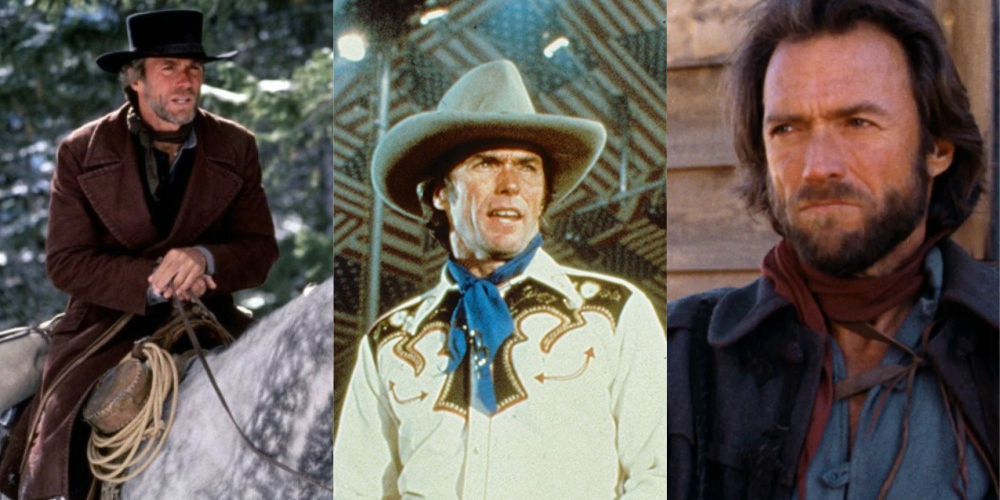 A collage of Clint Eastwood in western movis