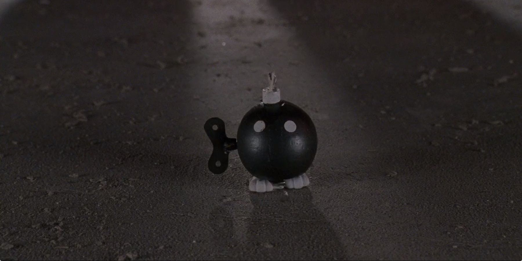 The Bob-Omb walking through the streets in Super Mario Bros 1993