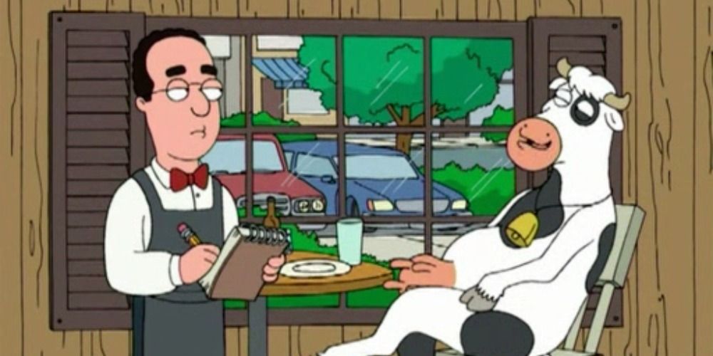 The Effeminate Cow orders lunch at a diner in Quahog.