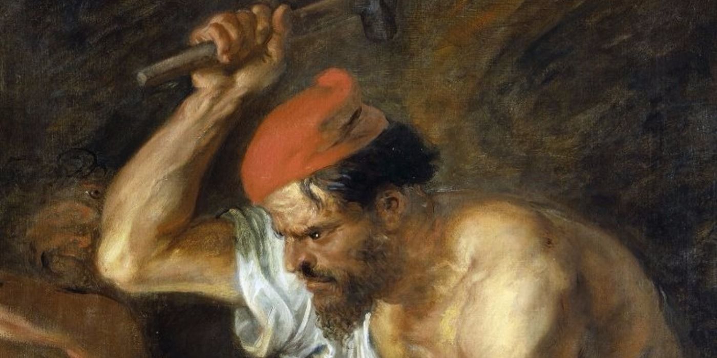 O deus grego Hefesto forjando na pintura de Peter Paul Reubens