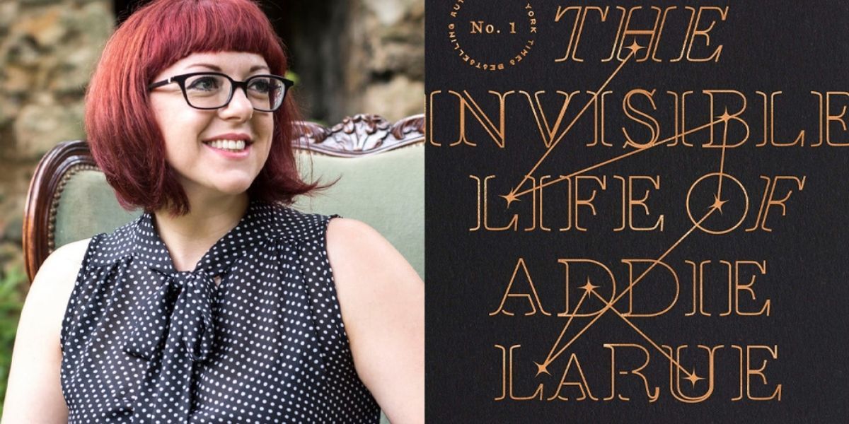 Split image showing V.E. Schwabb and her book, The Invisble Life of Addie Larue