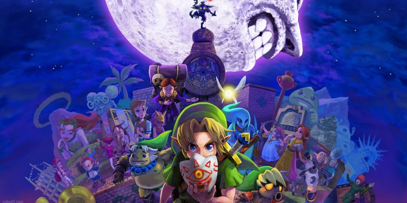 Promotional image for the 3DS version of The Legend of Zelda Majora's Mask.