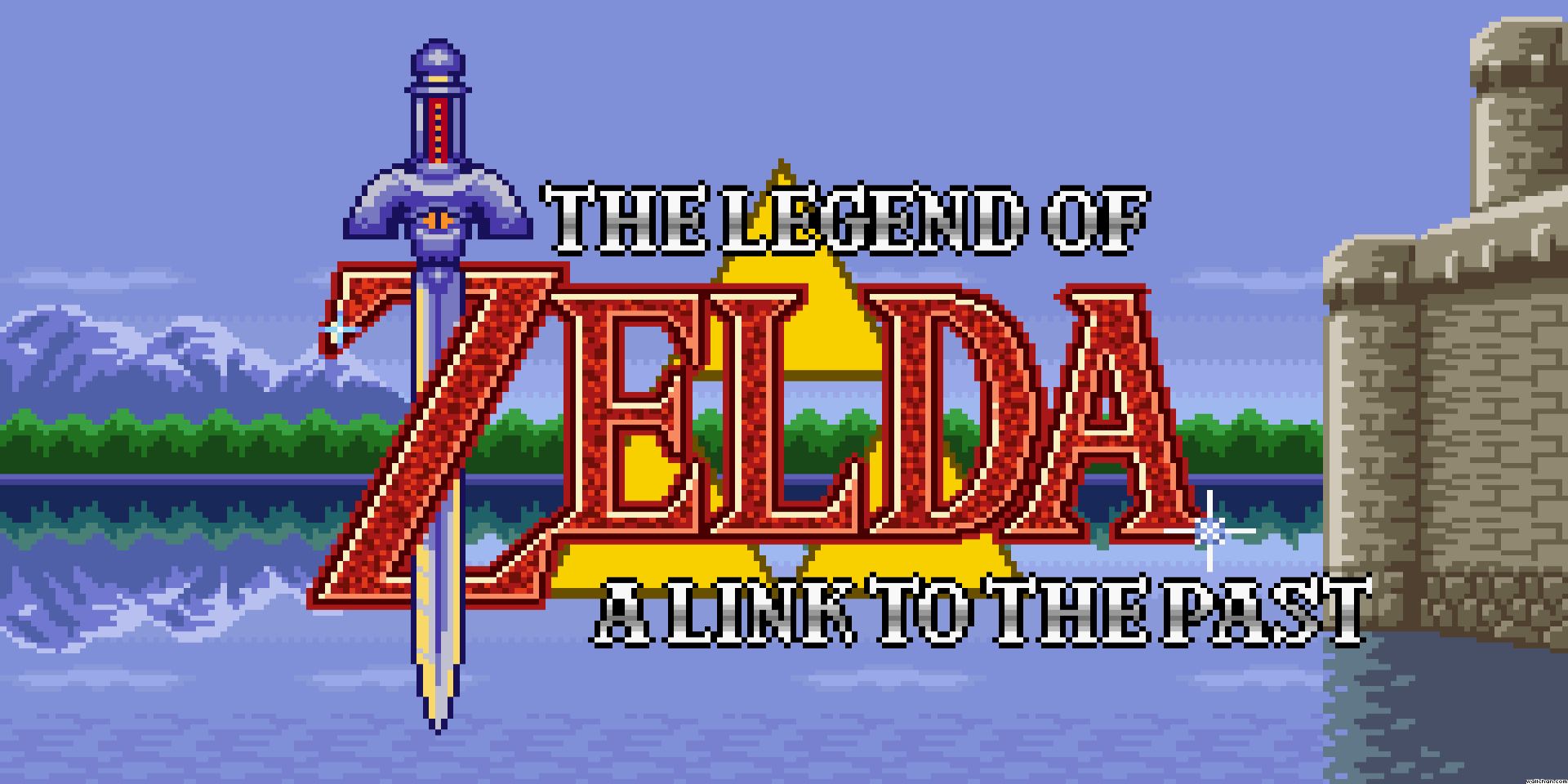 The title screen of The Legend of Zelda: A Link to the Past on Super Nintendo.