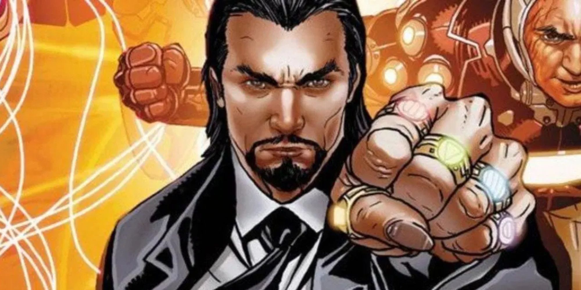 The Mandarin makes a fist with the Ten Rings in Marvel Comics.