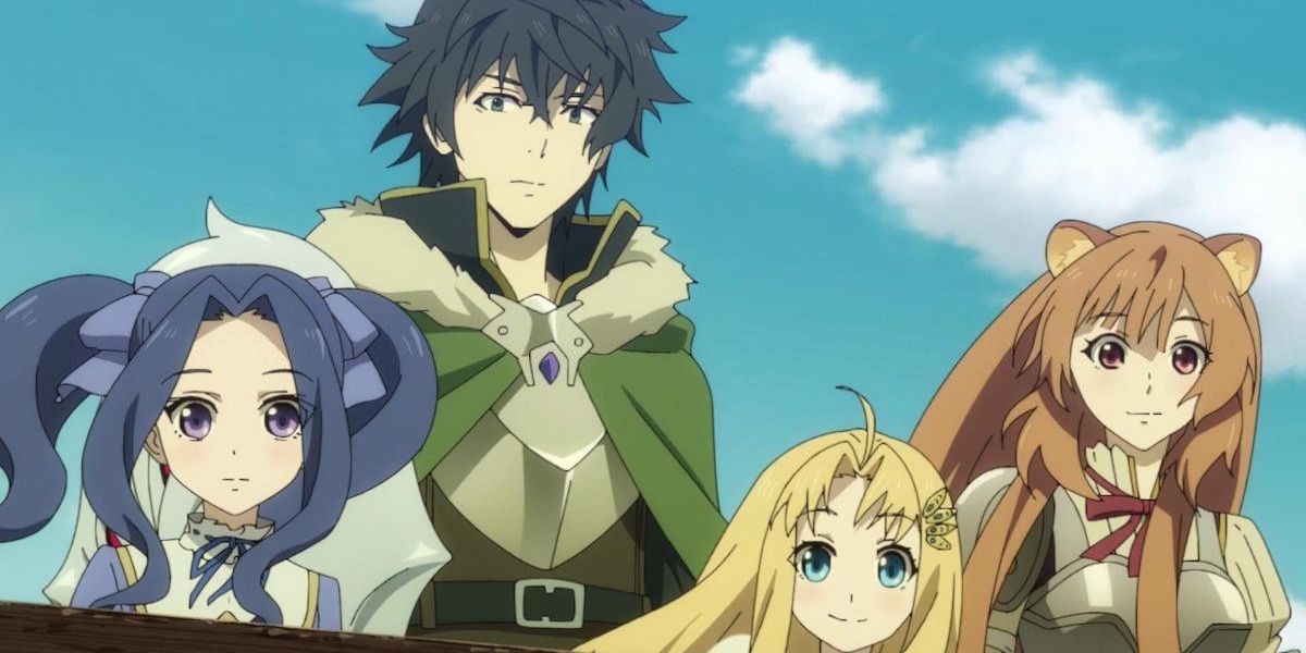 The cast of characters from the anime series The Rising of a Shield Hero.