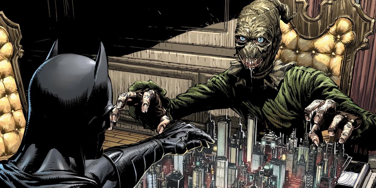 The Scarecrow plays chess with Batman, Gotham serving as the board.