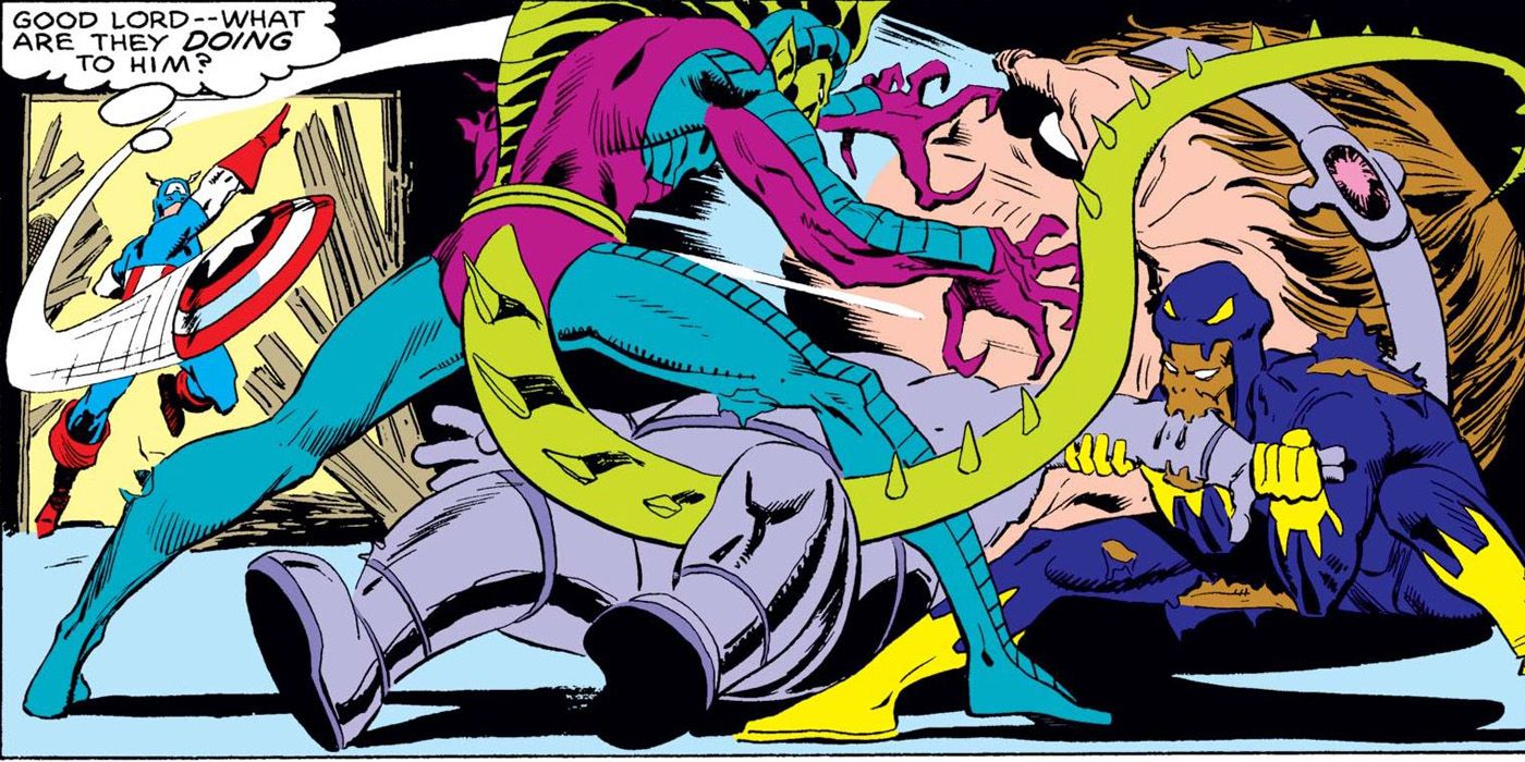 The Serpent Society attacking MODOK.