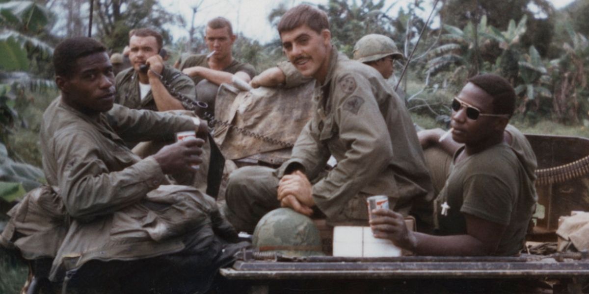 Scene of soldiers relaxing in The Vietnam War documentary