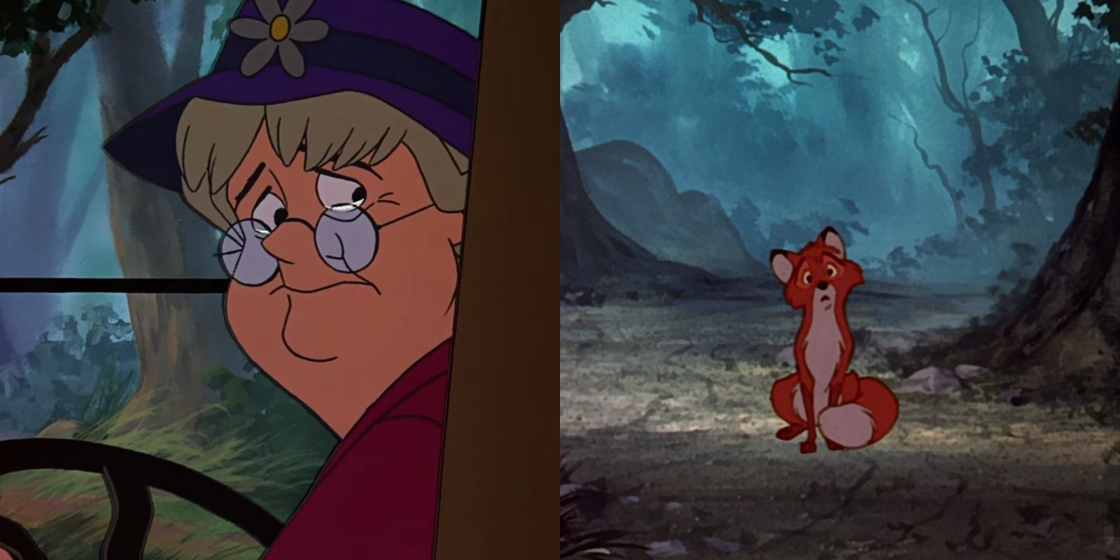 The Widow Tweed leaving Todd behind in The Fox And The Hound