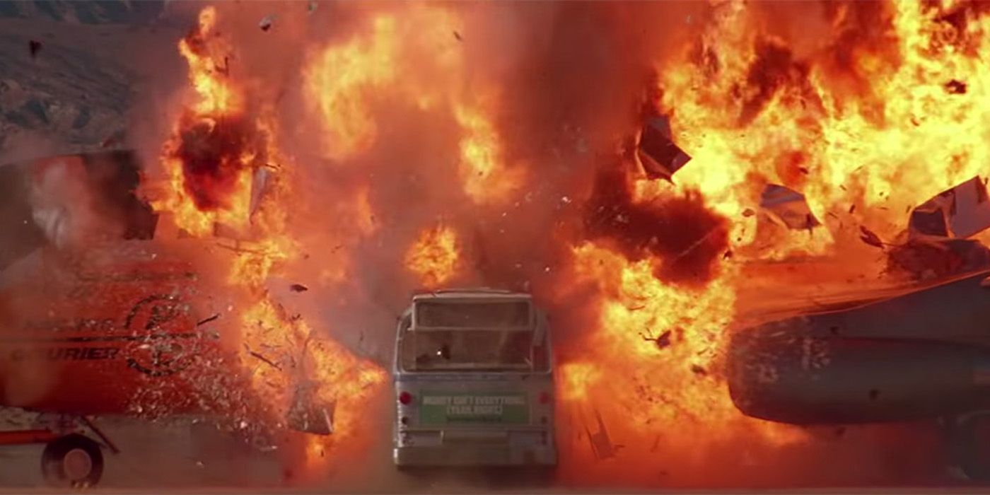 The bus explodes in Speed.