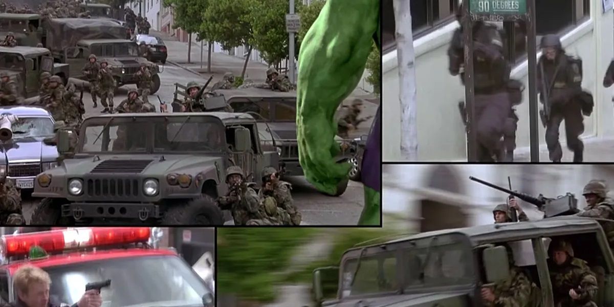 The comic book panel scene transitions in Hulk 2003