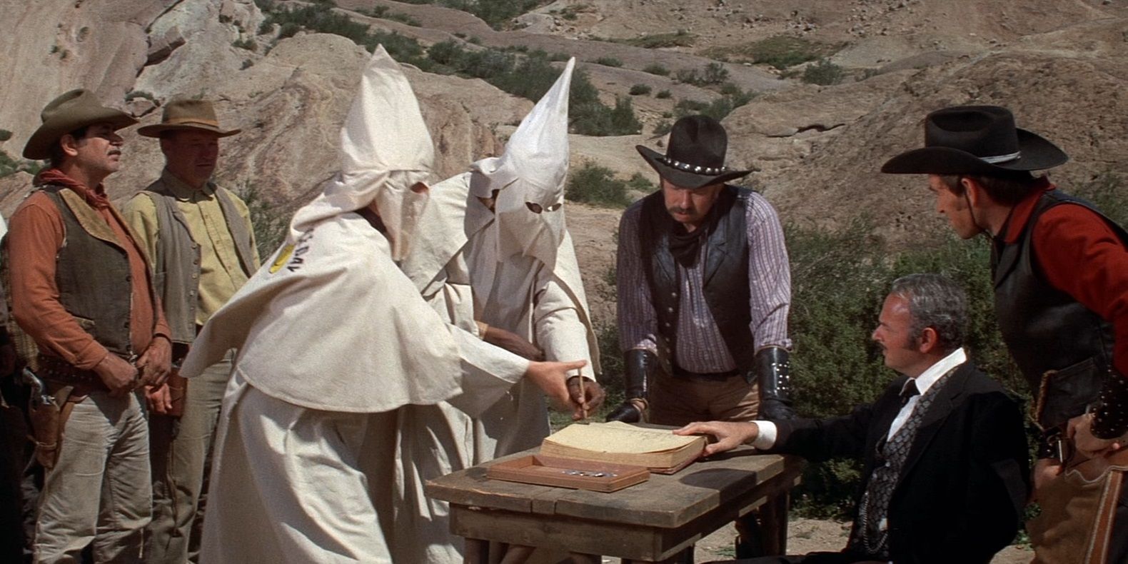 The villains' sign-up sheet in Blazing Saddles