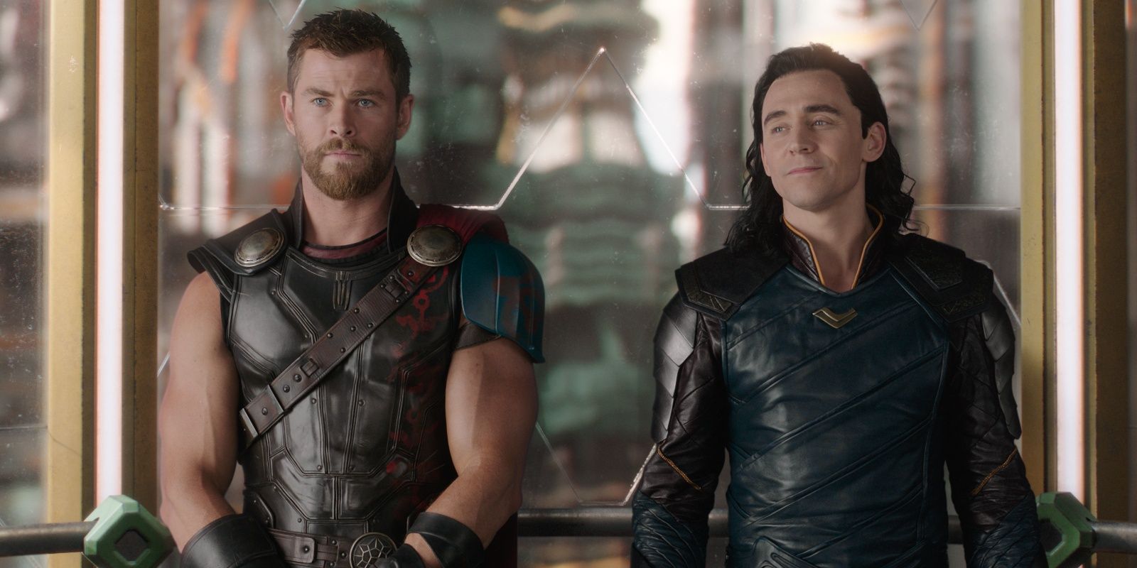 Thor and Loki in elevator in Thor Ragnarok