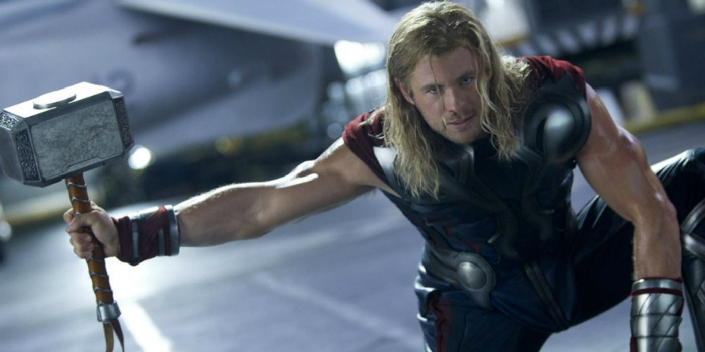 Thor calls Mjolnir to him in Avengers