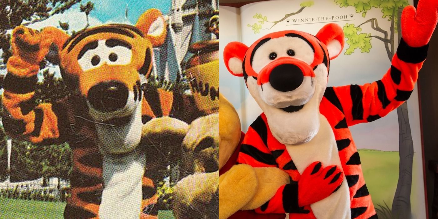 Tigger&rsquo;s park appearances, before and after his costume upgrade