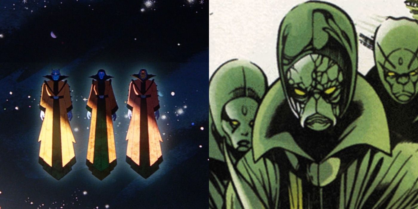 Split image of Time Keepers from Loki series and from Marvel Comics.