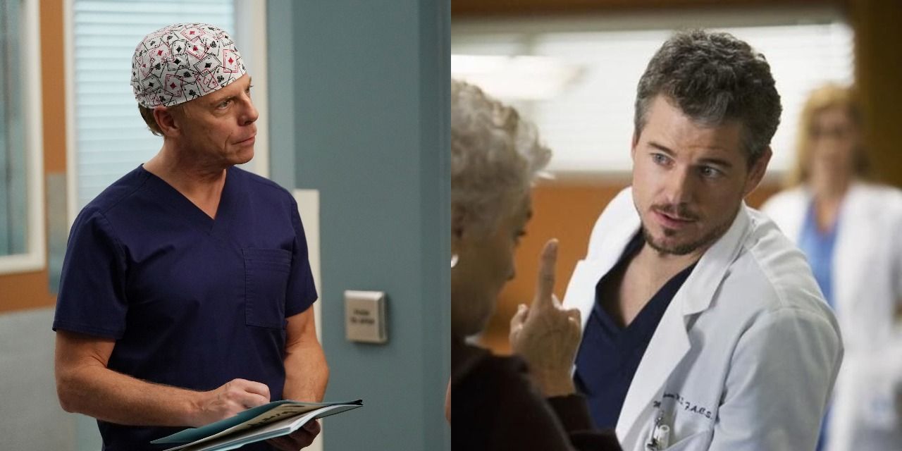 A split image of Tom and Mark in scrubs